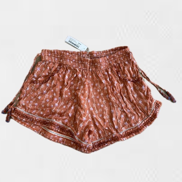 Poupette St. Barth Pants - NWT Poupette St. Barth Alicia Boxer Shorts in Orange Purple Flower Stripes